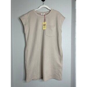 Entro Textured Neutral Shift Dress Minimalist Soft Girl Size M